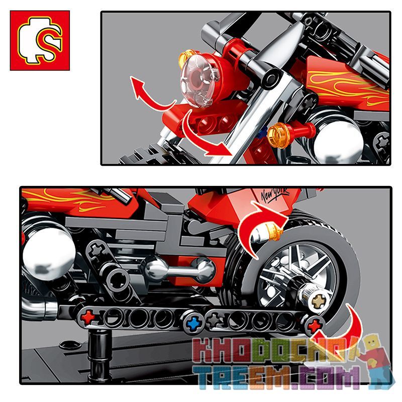 SEMBO 701100 non  MÔ HÌNH XE HARLEY bộ đồ chơi xếp lắp ráp ghép mô hình  TECHINQUE MOTORCYCLE Kỹ Thuật Công Nghệ Cao Mô Hình Phương Tiện 171 khối