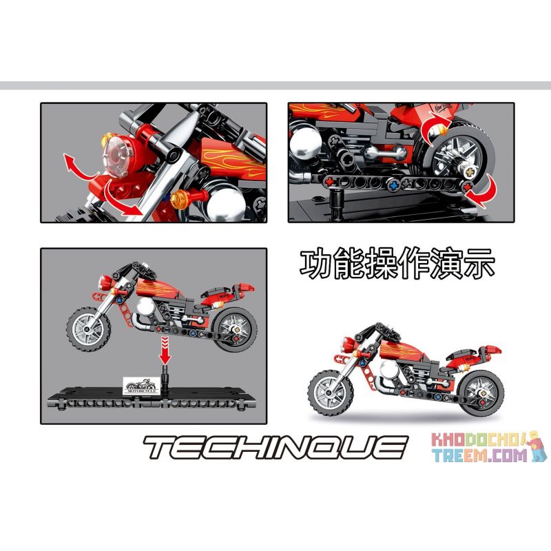 SEMBO 701100 non  MÔ HÌNH XE HARLEY bộ đồ chơi xếp lắp ráp ghép mô hình  TECHINQUE MOTORCYCLE Kỹ Thuật Công Nghệ Cao Mô Hình Phương Tiện 171 khối