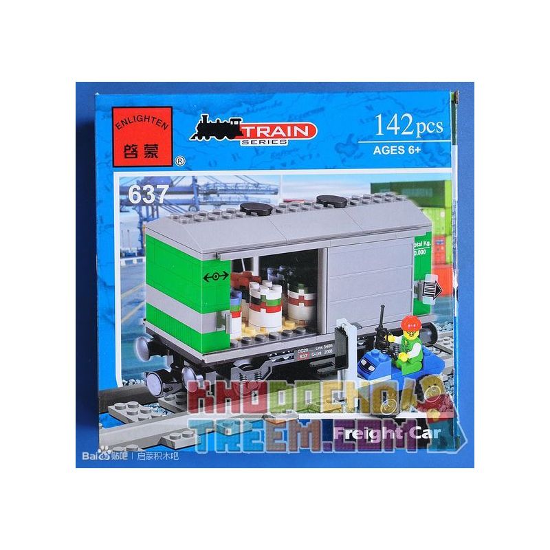 Enlighten 637 Qman 637 non Lego TOA XE bộ đồ chơi xếp lắp ráp ghép mô hình Trains TRAIN FREIGHT CAR Tàu Hỏa 142 khối