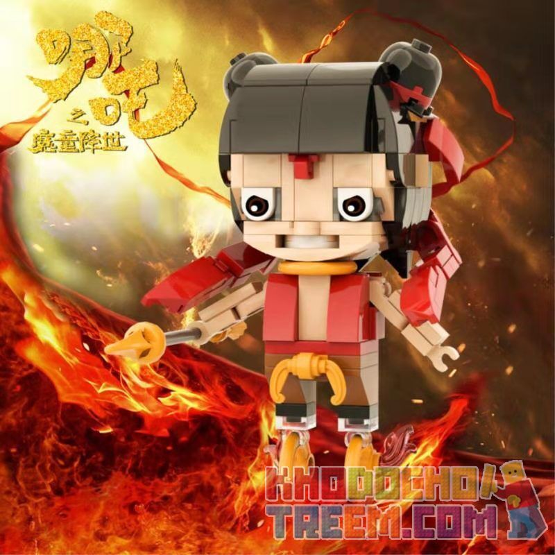 GEJIA M-0001 0001 M0001 M-0002 0002 M0002 non  CẬU BÉ ĐẦU VUÔNG 2 KIỂU NEZHA AO BING bộ đồ chơi xếp lắp ráp ghép mô hình Natra