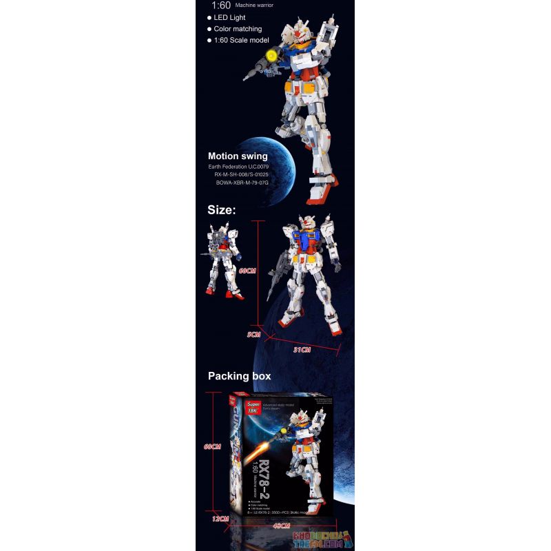 SUPER 18K 18K-RX78-2 18RX78-2 18KRX78-2 K80 non  ORIGINAL GUNDAM RX-78-2 MOBILE SUIT 1:60 tỷ lệ 1:60 bộ đồ chơi xếp lắp ráp ghép mô hình Creator GUNDAM RX78-2 STATIC MODEL Sáng Tạo 3500 khối