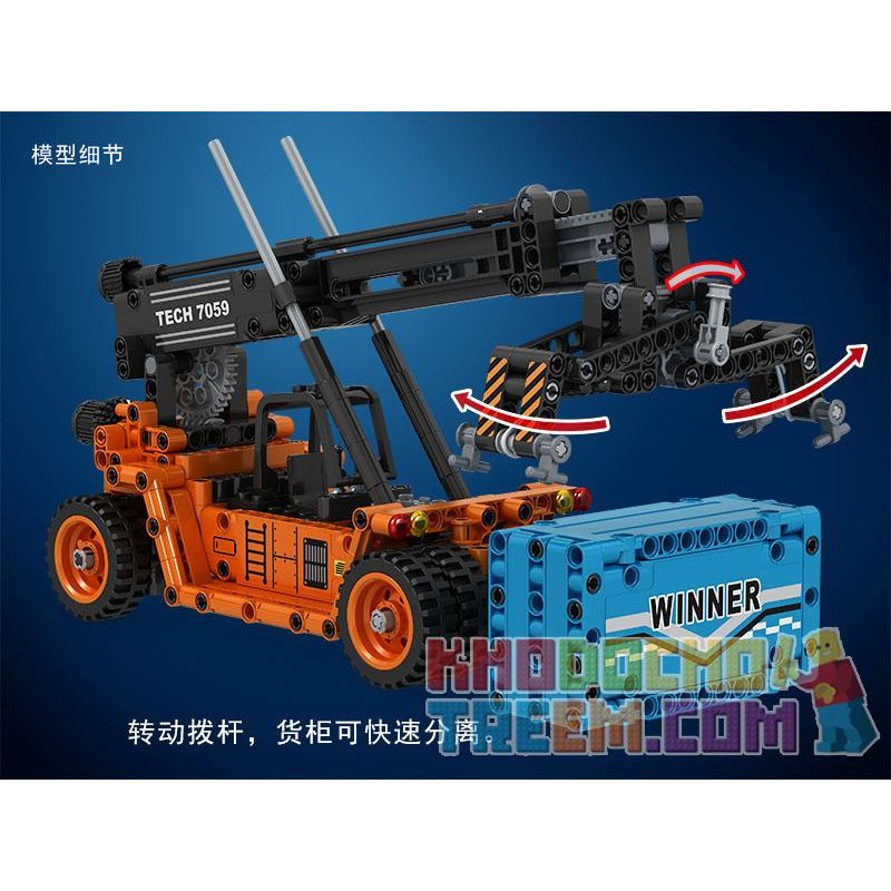 IBLOCK PL-920-113 920-113 PL920-113 Winner 7059 non  CẦN TRỤC TRƯỚC bộ đồ chơi xếp lắp ráp ghép mô hình  TECHNIQUE REACH STACKER Kỹ Thuật Công Nghệ Cao Mô Hình Phương Tiện 460 khối