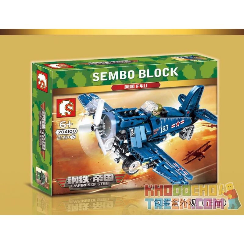 SEMBO 704100 non  MÁY BAY CHIẾN ĐẤU F4U CỦA MỸ bộ đồ chơi xếp lắp ráp ghép mô hình Empires Of Steel EMPIRES OF STEEL F4U Đế Chế Thép 205 khối