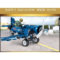 SEMBO 704100 non  MÁY BAY CHIẾN ĐẤU F4U CỦA MỸ bộ đồ chơi xếp lắp ráp ghép mô hình Empires Of Steel EMPIRES OF STEEL F4U Đế Chế Thép 205 khối