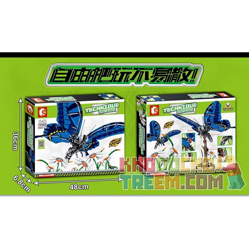 SEMBO 703601 non  BƯỚM PHƯỢNG bộ đồ chơi xếp lắp ráp ghép mô hình  TECHINQUE Kỹ Thuật Công Nghệ Cao Mô Hình Phương Tiện 564 khối