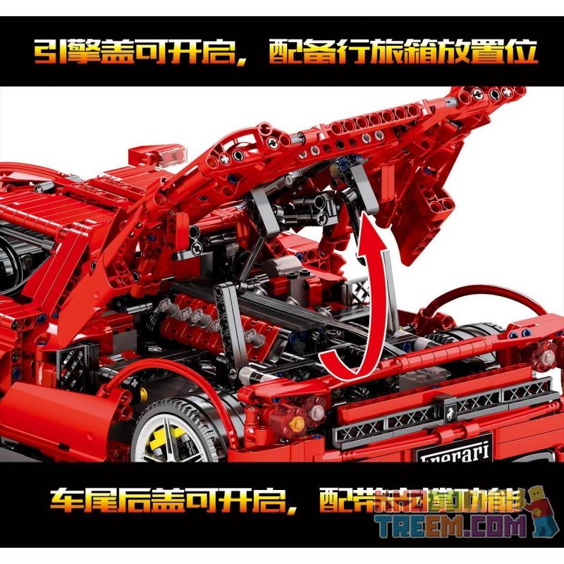 SEMBO 701020 non  ENZO FERRAI 1:10. tỷ lệ 1:10 bộ đồ chơi xếp lắp ráp ghép mô hình  ENZO FERRARI Kỹ Thuật Công Nghệ Cao Mô Hình Phương Tiện 2569 khối