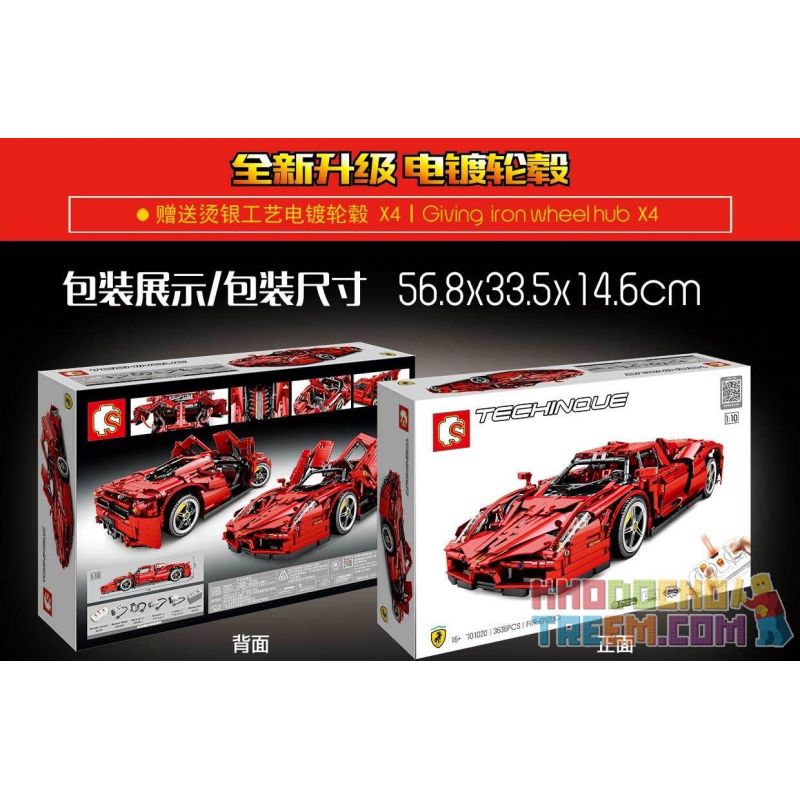 SEMBO 701020 non  ENZO FERRAI 1:10. tỷ lệ 1:10 bộ đồ chơi xếp lắp ráp ghép mô hình  ENZO FERRARI Kỹ Thuật Công Nghệ Cao Mô Hình Phương Tiện 2569 khối