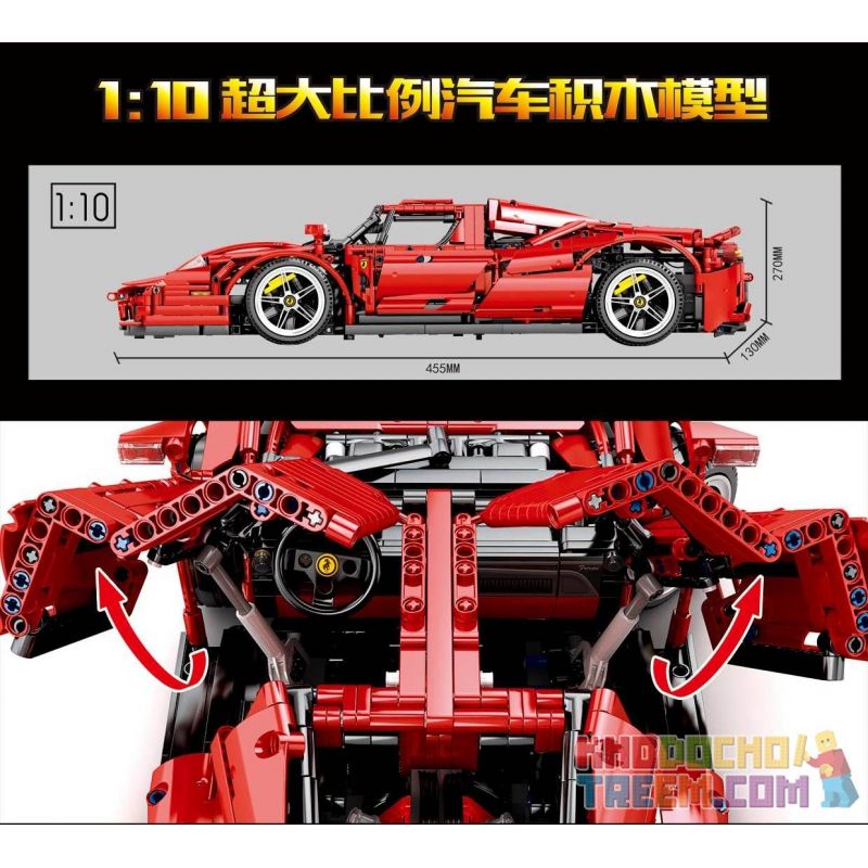 SEMBO 701020 non  ENZO FERRAI 1:10. tỷ lệ 1:10 bộ đồ chơi xếp lắp ráp ghép mô hình  ENZO FERRARI Kỹ Thuật Công Nghệ Cao Mô Hình Phương Tiện 2569 khối