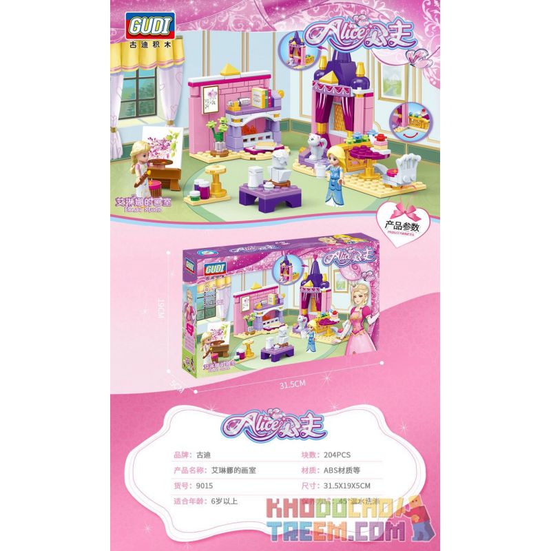 GUDI 9015 non  PHÒNG THU CỦA ELENA bộ đồ chơi xếp lắp ráp ghép mô hình Alice Princess ELENA'S STUDIO Công Chúa Alice 204 khối GUDI 9015 non  PHÒNG THU CỦA ELENA bộ đồ chơi xếp lắp ráp ghép mô hình Alice Princess ELENA'S STUDIO Công Chúa Alice 204 khối