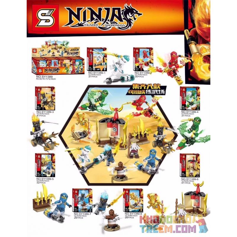 SHENG YUAN SY SY1389 1389 non Lego LĨNH VỰC VÕ THUẬT 8 TỔ HỢP bộ đồ chơi xếp lắp ráp ghép mô hình The Lego Ninjago Movie NINJA THUNDER SWORDSMAN Ninja Lốc Xoáy 258 khối