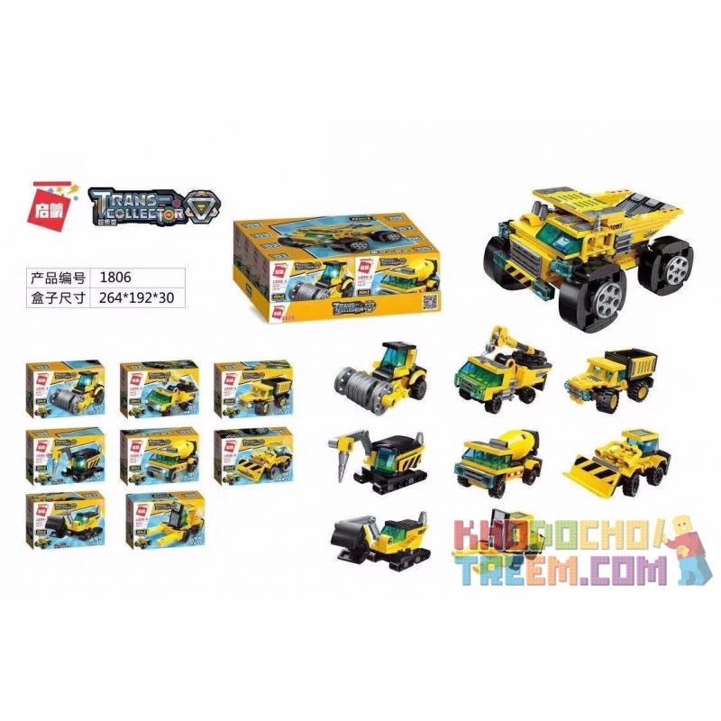 Enlighten 1806 Qman 1806 KEEPPLEY 1806 Xếp hình kiểu Lego TRANSFORMERS 8 Engineering Vehicles 8 xe kỹ thuật 310 khối Enlighten 1806 Qman 1806 KEEPPLEY 1806 Xếp hình kiểu Lego TRANSFORMERS 8 Engineering Vehicles 8 xe kỹ thuật 310 khối