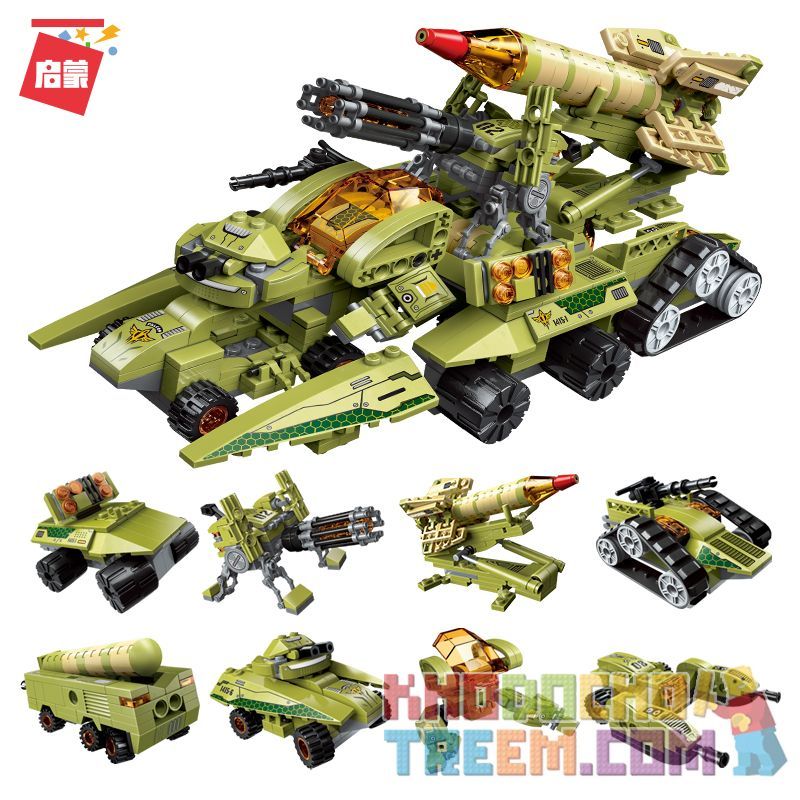 Enlighten 1415 Qman 1415 non Lego CÁC TỔ HỢP XE TĂNG VIỄN CHINH THUNDER 8 bộ đồ chơi xếp lắp ráp ghép mô hình Transformers TRANS-COLLECTOR Robot Đại Chiến Người Máy Biến Hình 629 khối