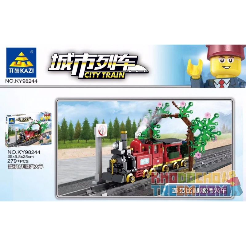 Kazi KY98244 98244 non Lego TÀU HƠI NƯỚC PUFFING BILLY (NHỎ) bộ đồ chơi xếp lắp ráp ghép mô hình Trains CITY TRAIN Tàu Hỏa 279 khối