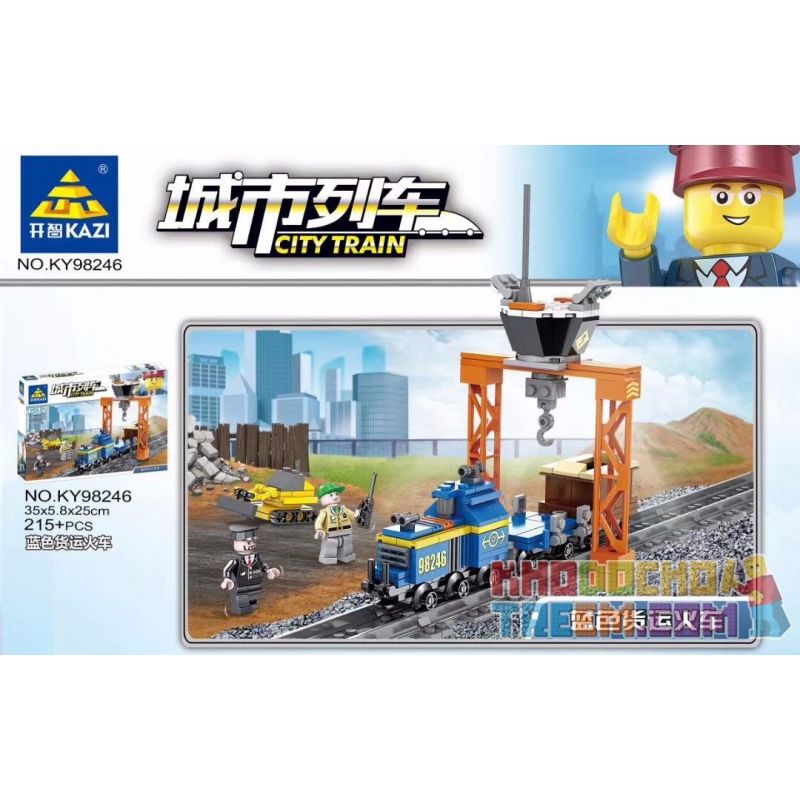 Kazi KY98246 98246 non  TÀU CHỞ HÀNG MÀU XANH (NHỎ) bộ đồ chơi xếp lắp ráp ghép mô hình Trains CITY TRAIN Tàu Hỏa 215 khối Kazi KY98246 98246 non  TÀU CHỞ HÀNG MÀU XANH (NHỎ) bộ đồ chơi xếp lắp ráp ghép mô hình Trains CITY TRAIN Tàu Hỏa 215 khối