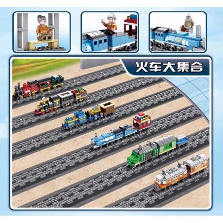Kazi KY98247 98247 non  TÀU HƠI NƯỚC XANH (NHỎ) bộ đồ chơi xếp lắp ráp ghép mô hình Trains CITY TRAIN Tàu Hỏa 224 khối