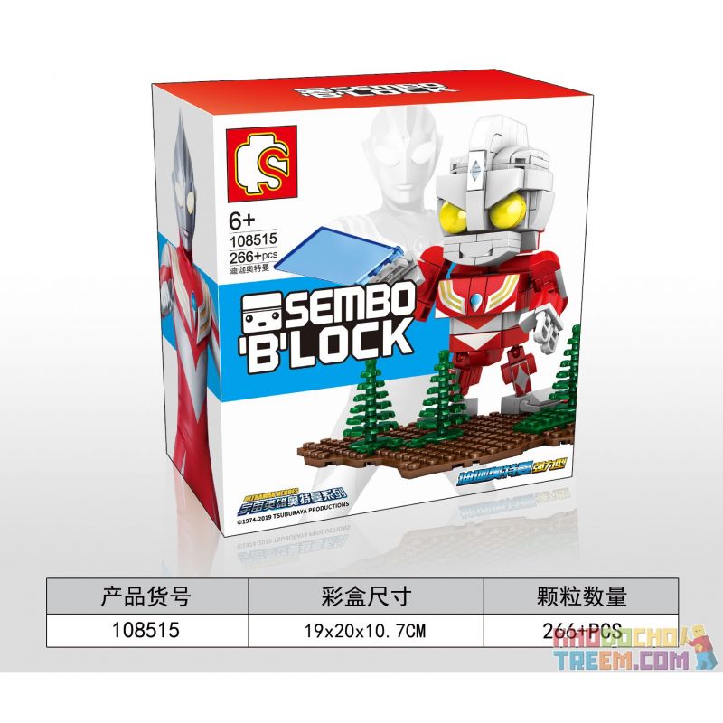 SEMBO 108515 non  TIGA ULTRAMAN MẠNH MẼ bộ đồ chơi xếp lắp ráp ghép mô hình ULTRAMAN HEROES Vệ Binh Vũ Trụ Siêu Nhân Điện Quang 266 khối