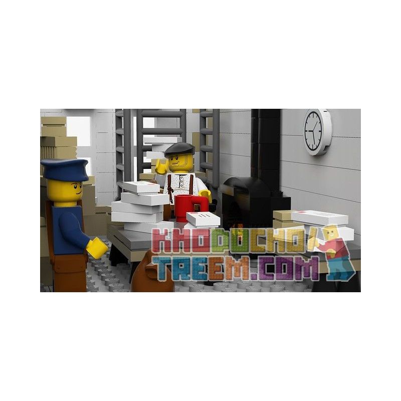 LIN07 00958 URGE 10198 REBRICKABLE MOC-22101 22101 MOC22101 non  BƯU ĐIỆN PLAZA bộ đồ chơi xếp lắp ráp ghép mô hình Creator BRICK SQUARE POST OFFICE Sáng Tạo 3450 khối