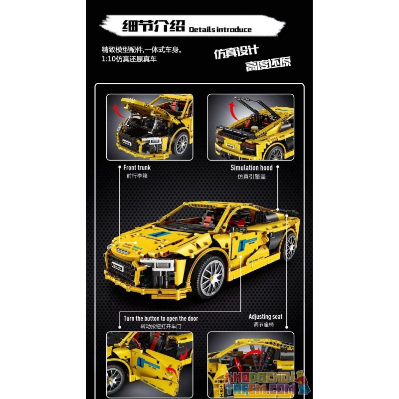 DK 2103 LIN07 0023 MouldKing 13127 Mould King 13127 REBRICKABLE MOC-4463 4463 MOC4463 non  AUDI R8 V10 1:10 tỷ lệ 1:10 bộ đồ chơi xếp lắp ráp ghép mô hình  AUDI R8 V10 SECOND GENERATION Kỹ Thuật Công Nghệ Cao Mô Hình Phương Tiện 1839 khối DK 2103 LIN07 0023 MouldKing 13127 Mould King 13127 REBRICKABLE MOC-4463 4463 MOC4463 non  AUDI R8 V10 1:10 tỷ lệ 1:10 bộ đồ chơi xếp lắp ráp ghép mô hình  AUDI R8 V10 SECOND GENERATION Kỹ Thuật Công Nghệ Cao Mô Hình Phương Tiện 1839 khối