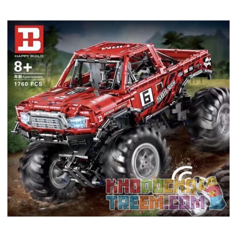 HAPPY BUILD XQ1212D 1212D MouldKing 18003 Mould King 18003 REBRICKABLE MOC-26278 26278 MOC26278 non Lego XE TẢI QUÁI VẬT KHÓA VI SAI TỰ ĐỘNG bộ đồ chơi xếp lắp ráp ghép mô hình Technic MONSTER TRUCK WITH AUTOMATED DIFFERENTIAL LOCK Kỹ Thuật Công Nghệ Cao Mô Hình Phương Tiện 1668 khối