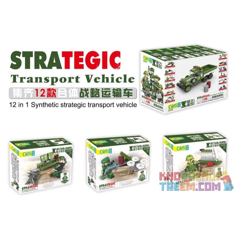 CAYI 2229 non  PHƯƠNG TIỆN VẬN TẢI CHIẾN LƯỢC 12 TỔ HỢP bộ đồ chơi xếp lắp ráp ghép mô hình National Weapon STARTEGIC TRANSPORT VECHICLE Vũ Khí Quốc Gia