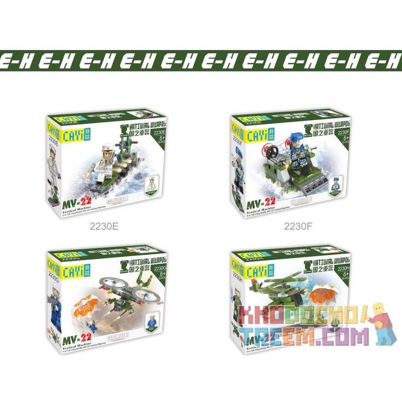 CAYI 2230 non  HOẠT ĐỘNG CHUNG TRÊN BỘ VÀ KHÔNG 8 LOẠI XE PHÒNG KÉO MÁY BAY THẲNG ĐỨNG MV-22 bộ đồ chơi xếp lắp ráp ghép mô hình National Weapon TOWED AIR DEFENCE VEHICLE、MV-22 VERTICAL MACHINE Vũ Khí Quốc Gia