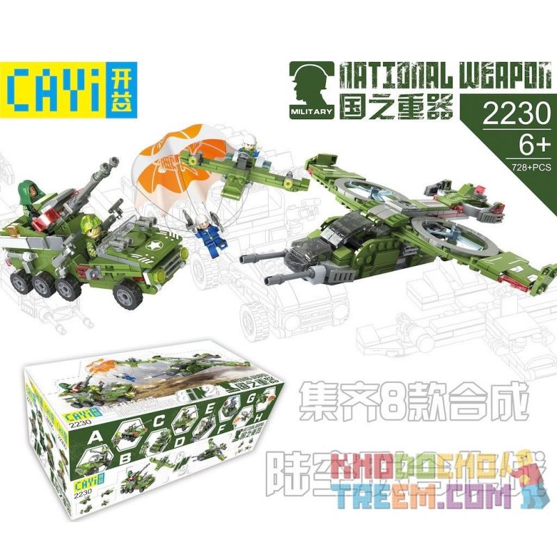 CAYI 2230 non  HOẠT ĐỘNG CHUNG TRÊN BỘ VÀ KHÔNG 8 LOẠI XE PHÒNG KÉO MÁY BAY THẲNG ĐỨNG MV-22 bộ đồ chơi xếp lắp ráp ghép mô hình National Weapon TOWED AIR DEFENCE VEHICLE、MV-22 VERTICAL MACHINE Vũ Khí Quốc Gia
