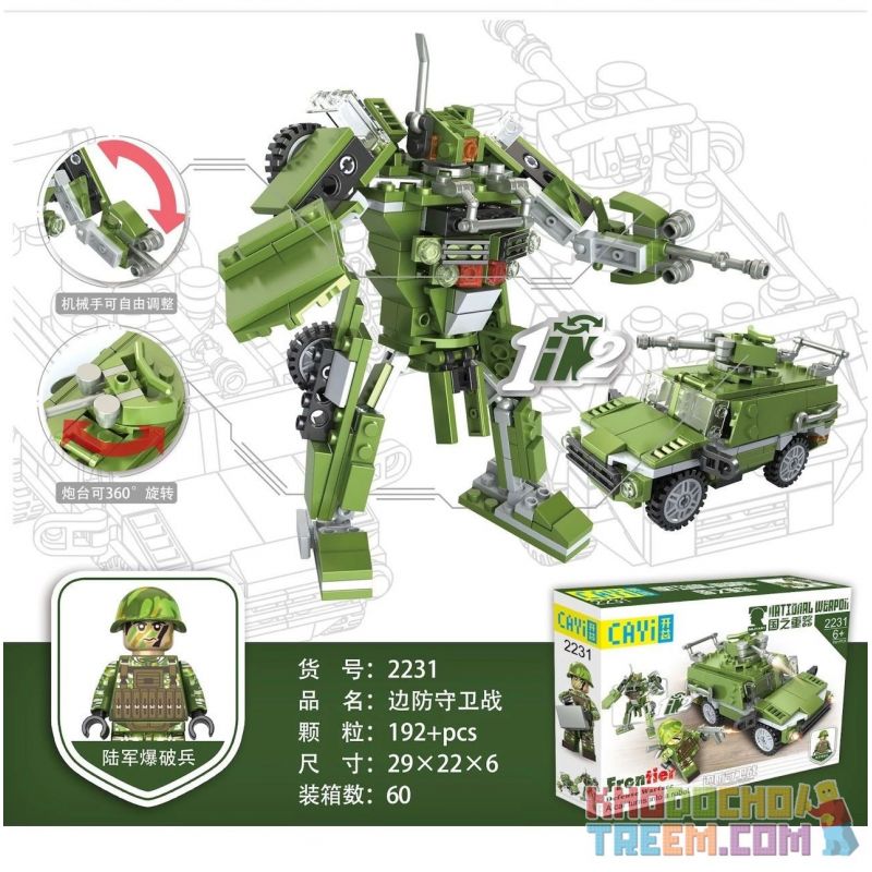 CAYI 2231 non  BẢO VỆ BÊN bộ đồ chơi xếp lắp ráp ghép mô hình National Weapon FRONTIER DEFENSE WARFARE Vũ Khí Quốc Gia 192 khối