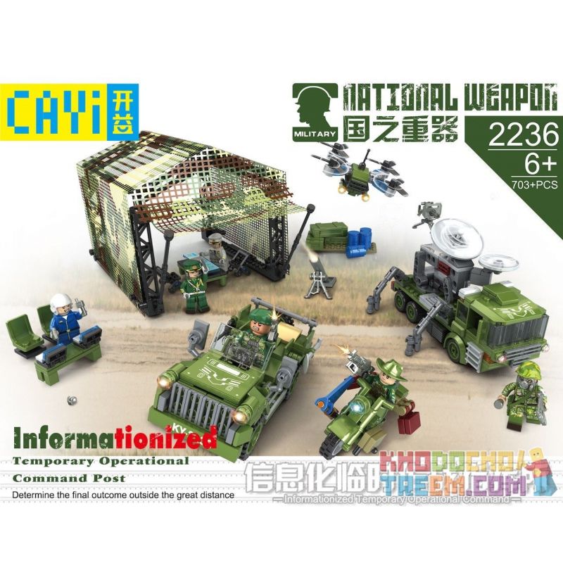 CAYI 2236 non  THÔNG TIN BỘ CHỈ HUY CHIẾN DỊCH TẠM THỜI bộ đồ chơi xếp lắp ráp ghép mô hình National Weapon INFORMATIONIZED TEMPORARY OPERATIONAL COMMAND POST Vũ Khí Quốc Gia 703 khối