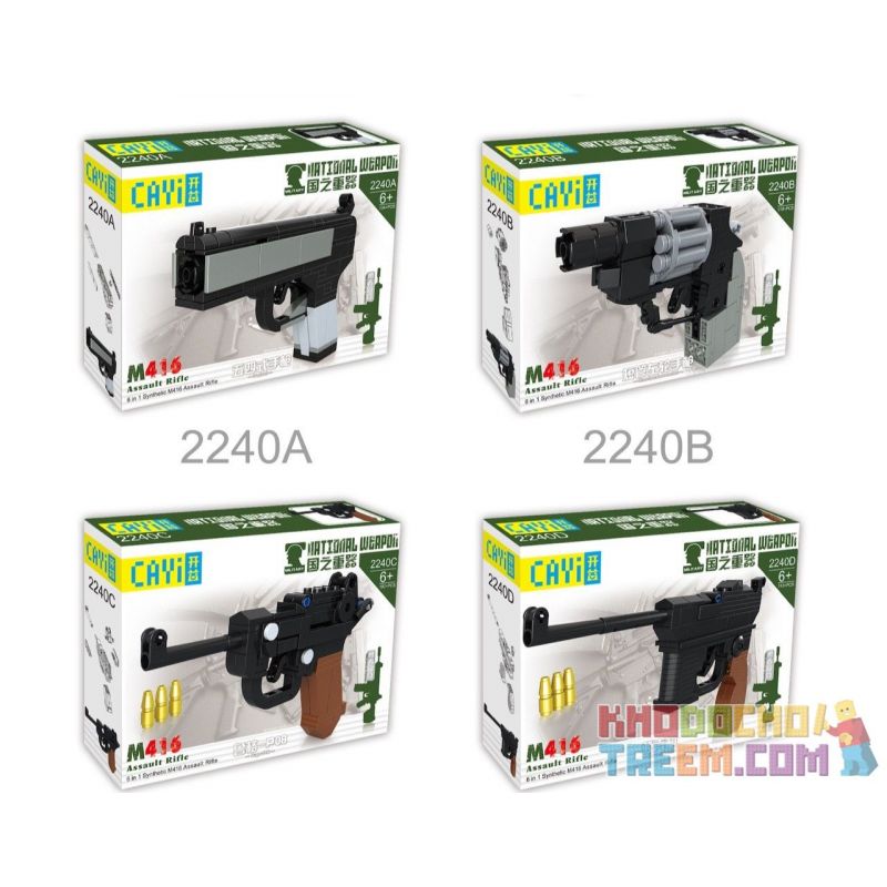 CAYI 2240 non  SÚNG TRƯỜNG TẤN CÔNG M416 TỔ HỢP bộ đồ chơi xếp lắp ráp ghép mô hình National Weapon M416 ASSAULT RIFLE Vũ Khí Quốc Gia 685 khối