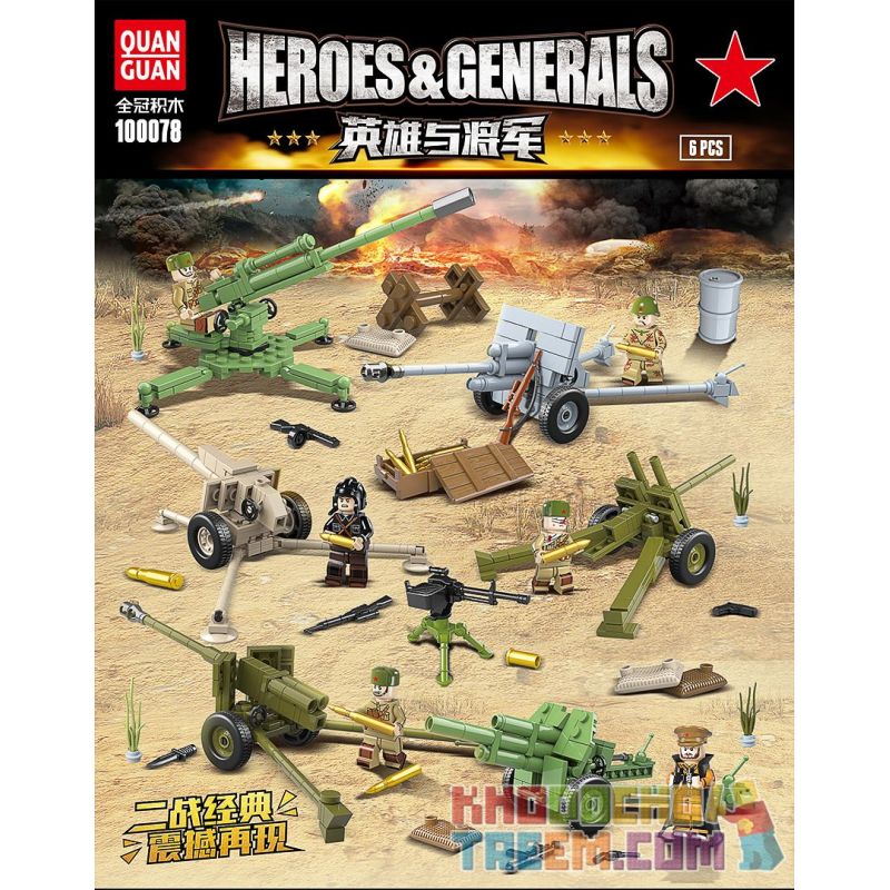 QuanGuan 100078 Quan Guan 100078 non Lego 6 QUẢ PHÁO CỦA LIÊN XÔ bộ đồ chơi xếp lắp ráp ghép mô hình Heroes & Generals HEROS&GENERALS Anh Hùng Và Người Thường