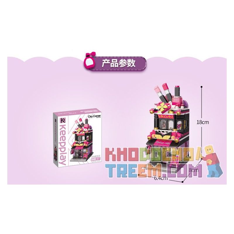 Enlighten C0103 0103 Qman C0103 0103 non  CỬA HÀNG TRANG ĐIỂM THỜI bộ đồ chơi xếp lắp ráp ghép mô hình Mini Modular CITY CORNER Đường Phố Thu Nhỏ 348 khối