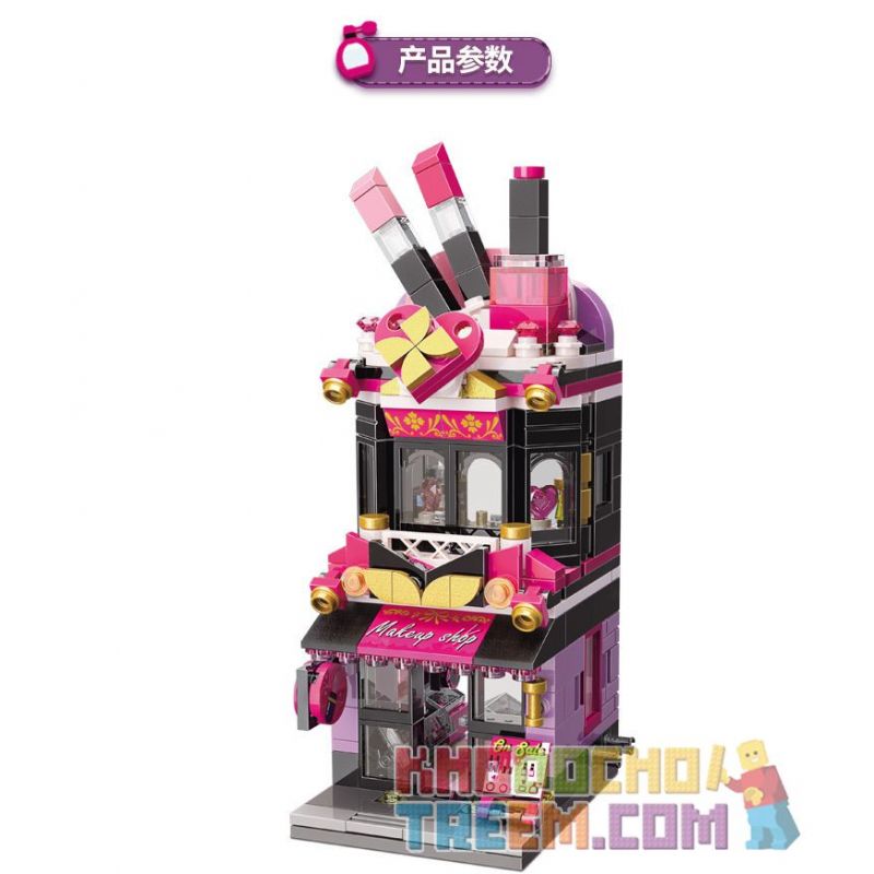 Enlighten C0103 0103 Qman C0103 0103 non  CỬA HÀNG TRANG ĐIỂM THỜI bộ đồ chơi xếp lắp ráp ghép mô hình Mini Modular CITY CORNER Đường Phố Thu Nhỏ 348 khối