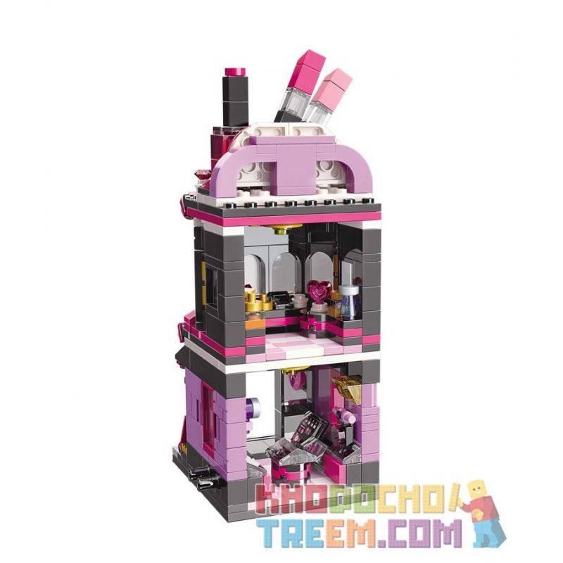 Enlighten C0103 0103 Qman C0103 0103 non  CỬA HÀNG TRANG ĐIỂM THỜI bộ đồ chơi xếp lắp ráp ghép mô hình Mini Modular CITY CORNER Đường Phố Thu Nhỏ 348 khối