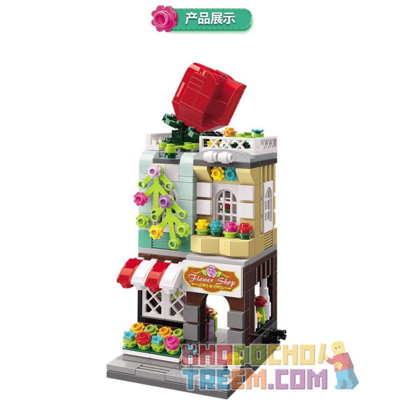 Enlighten C0104 0104 Qman C0104 0104 non  NGÔI NHÀ HOA TRÁI TIM MANTIAN bộ đồ chơi xếp lắp ráp ghép mô hình Mini Modular CITY CORNER Đường Phố Thu Nhỏ 329 khối