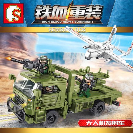 SEMBO 105621 non  PHƯƠNG TIỆN PHÓNG UAV bộ đồ chơi xếp lắp ráp ghép mô hình Iron Blood Heavy Equipment Đặc Nhiệm Máu Và Sắt 442 khối