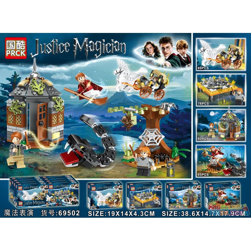 PRCK 69502 69506 non Lego 8 CẢNH BIỂU DIỄN ẢO THUẬT bộ đồ chơi xếp lắp ráp ghép mô hình Harry Potter JUSTICE MAGICIAN Chú Bé Phù Thủy 323 khối