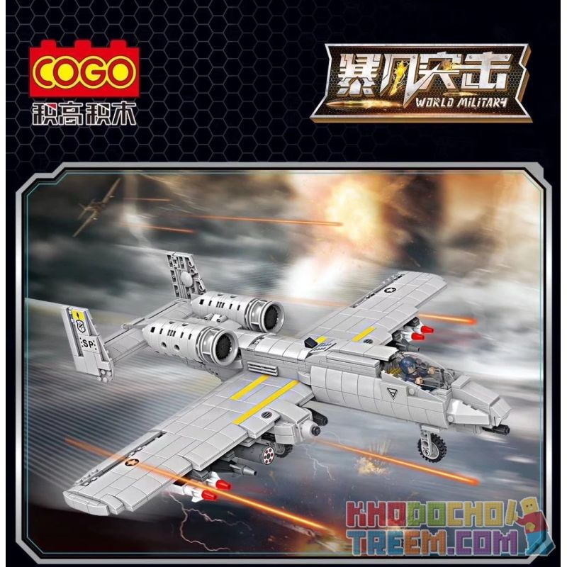 COGO 13391 non Lego MÁY BAY CƯỜNG KÍCH FAIRCHILD A-10 "THUNDER II" bộ đồ chơi xếp lắp ráp ghép mô hình World Military Cỗ Máy Quân Sự 916 khối