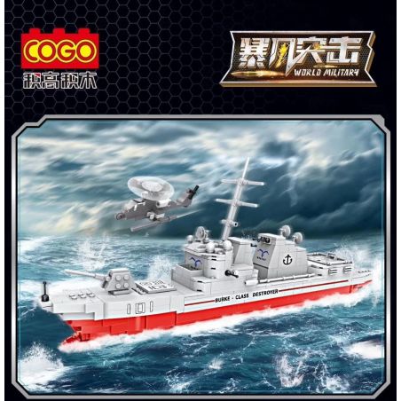 COGO 13387 non  KHU TRỤC HẠM LỚP ARLEIGH BURKE bộ đồ chơi xếp lắp ráp ghép mô hình World Military WORLD MILITARY ARLEIGH BURKE CLASS DESTROYER Cỗ Máy Quân Sự 742 khối