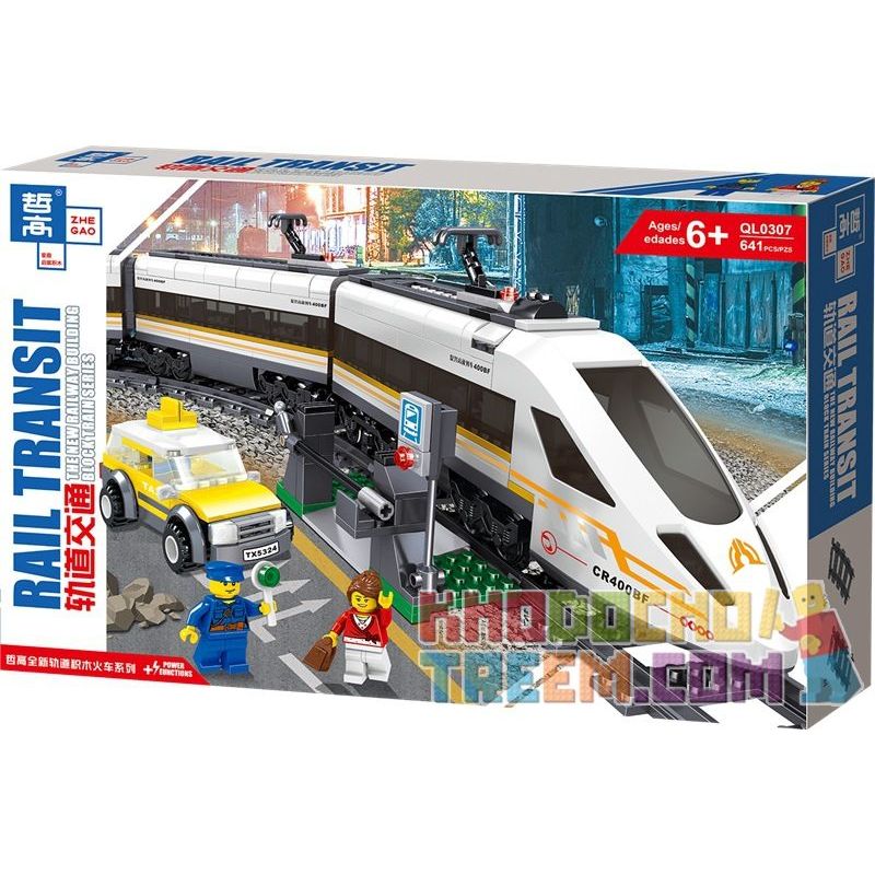 ZHEGAO QL0307 0307 non  TÀU CAO TỐC FUXING bộ đồ chơi xếp lắp ráp ghép mô hình Trains Tàu Hỏa 641 khối