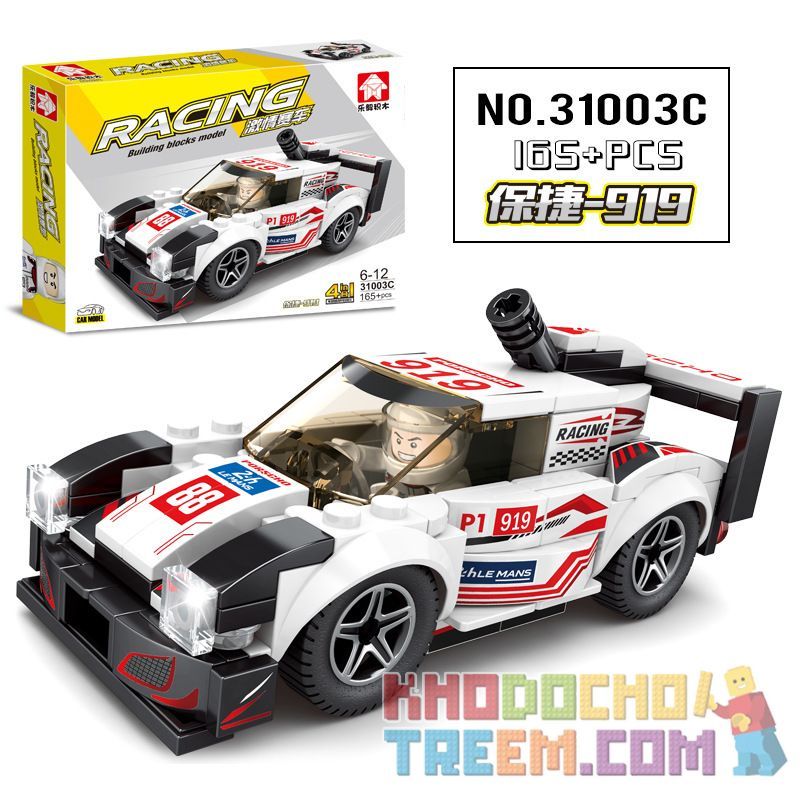 LEYI 31003A 31003B 31003C 31003D non  SIÊU XE TẢI KẾT HỢP 4 FORD MUSTANG-1968 FIESTA M-SPORT PORSCHE 919 FERRARI 488 bộ đồ chơi xếp lắp ráp ghép mô hình Racing Cuộc Đua 670 khối