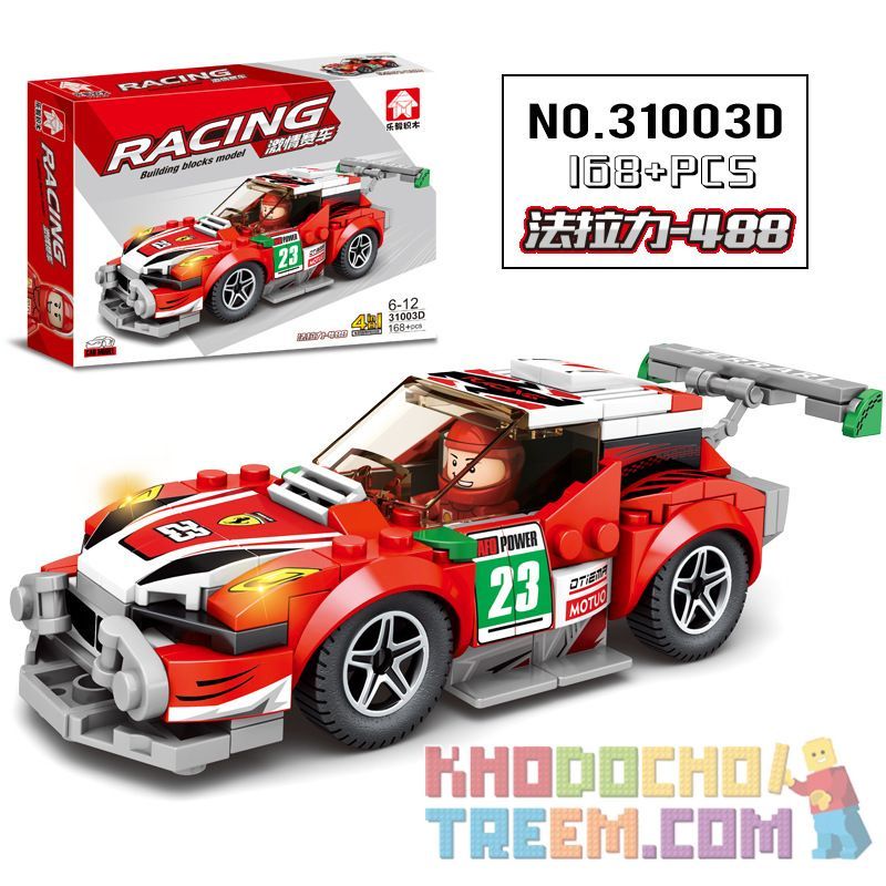 LEYI 31003A 31003B 31003C 31003D non  SIÊU XE TẢI KẾT HỢP 4 FORD MUSTANG-1968 FIESTA M-SPORT PORSCHE 919 FERRARI 488 bộ đồ chơi xếp lắp ráp ghép mô hình Racing Cuộc Đua 670 khối