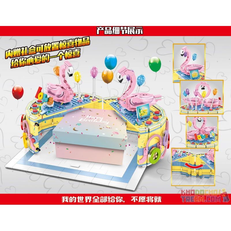 SEMBO 601401 non  BÁNH FLAMINGO bộ đồ chơi xếp lắp ráp ghép mô hình Creator SEMBO BLOCK Sáng Tạo 751 khối