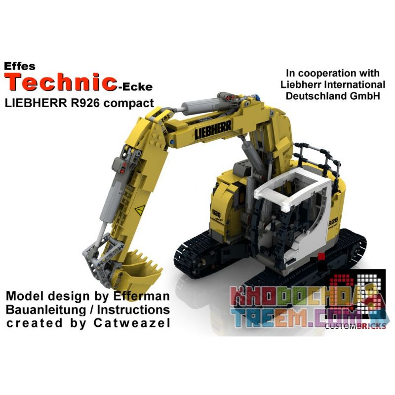 REBRICKABLE MOC-10394 10394 MOC10394 non Lego MÁY XÚC NHỎ GỌN RC LIEBHERR 926 TÙY CHỈNH bộ đồ chơi xếp lắp ráp ghép mô hình Technic CUSTOM RC LIEBHERR 926 COMPACT EXCUVATOR Kỹ Thuật Công Nghệ Cao Mô Hình Phương Tiện 2506 khối