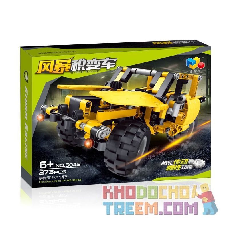 QIZHILE 6042 non  XE ĐỊA HÌNH MÀU VÀNG bộ đồ chơi xếp lắp ráp ghép mô hình Storm Racing Đua Xe Bão Táp 273 khối