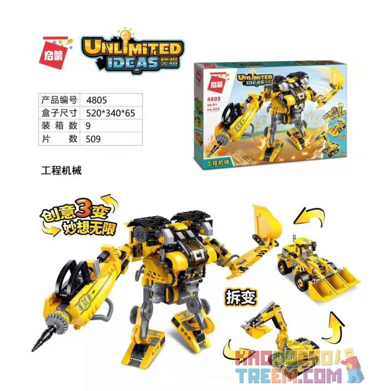 Enlighten 4805 Qman 4805 non Lego MÁY XÂY DỰNG bộ đồ chơi xếp lắp ráp ghép mô hình Ideas UNLIMITED IDEAS Ý Tưởng 509 khối