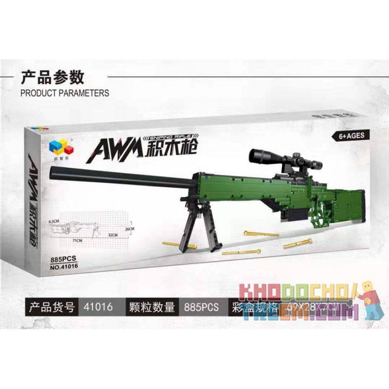 QIZHILE 41016 non  SÚNG BẮN TỈA AWM bộ đồ chơi xếp lắp ráp ghép mô hình  SNIPING RIFLE Kỹ Thuật Công Nghệ Cao Mô Hình Phương Tiện 885 khối