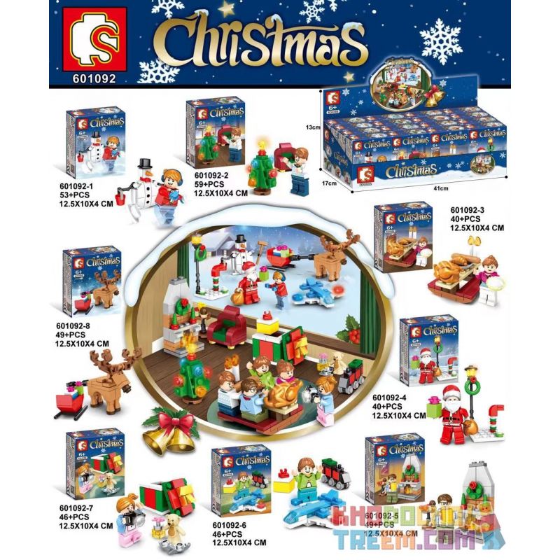 SEMBO 601092 non Lego 8 NHÂN VẬT NHỎ TRONG ĐÊM GIÁNG SINH bộ đồ chơi xếp lắp ráp ghép mô hình City CHRISTMAS Thành Phố 382 khối