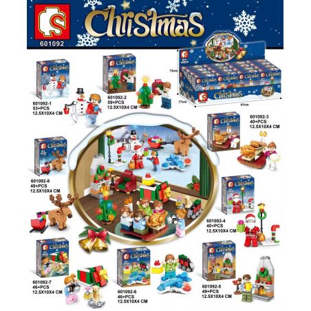 SEMBO 601092 non  8 NHÂN VẬT NHỎ TRONG ĐÊM GIÁNG SINH bộ đồ chơi xếp lắp ráp ghép mô hình City CHRISTMAS Thành Phố 382 khối