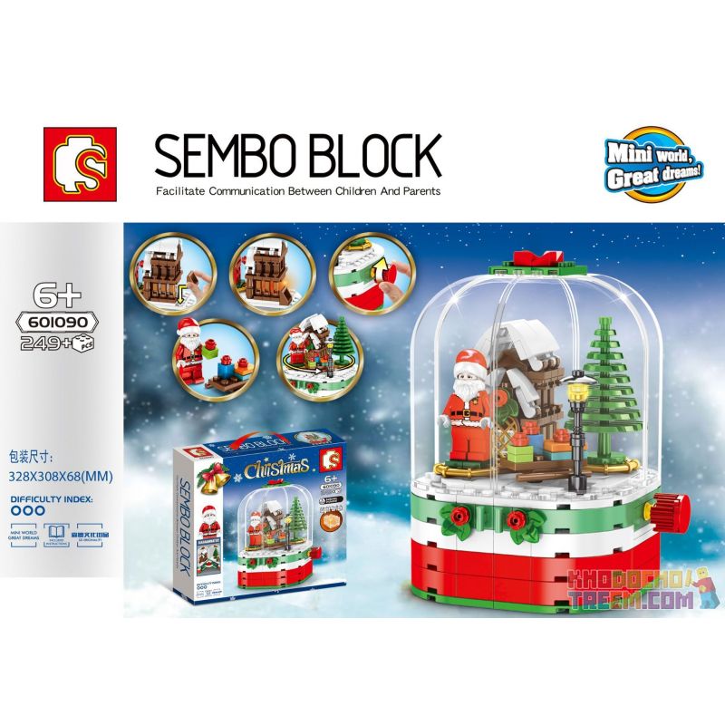 SEMBO 601090 non Lego QUẢ CẦU PHA LÊ SANTA bộ đồ chơi xếp lắp ráp ghép mô hình Creator CHRISTMAS Sáng Tạo 249 khối