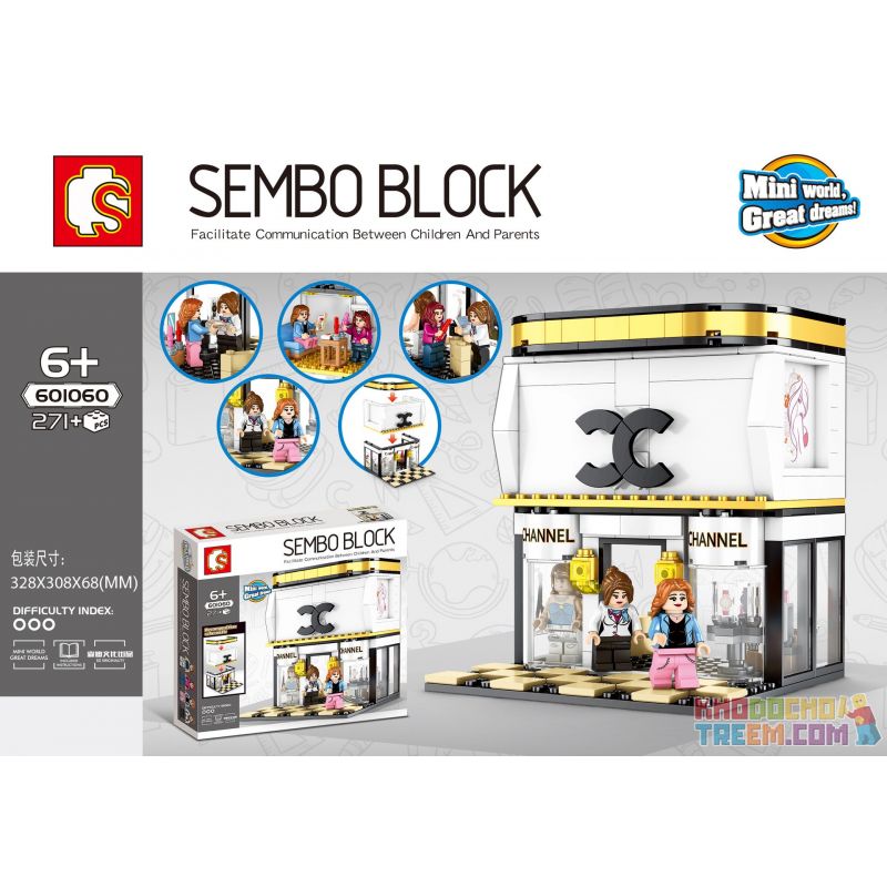 SEMBO 601060 non Lego CỬA HÀNG CHANEL CHANEL bộ đồ chơi xếp lắp ráp ghép mô hình City SEMBO BLOCK Thành Phố 271 khối